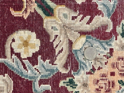 Aubusson Rug 9x12, Dark Green, European Design, Vintage Fine Handmade Carpet, Elegant - Nuvé