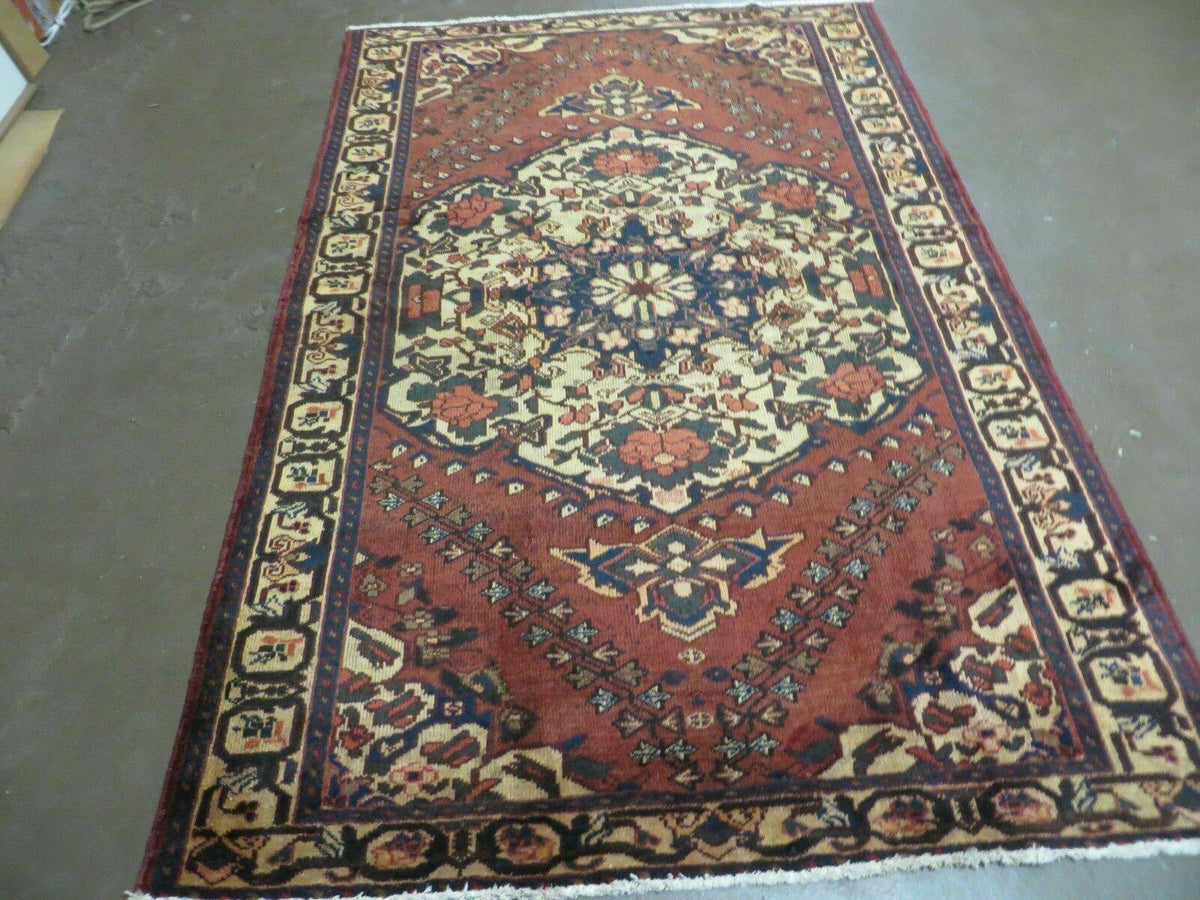 4' X 7' Antique 1920 Handmade Turkish Medallion Wool Rug Veg Dye Nice