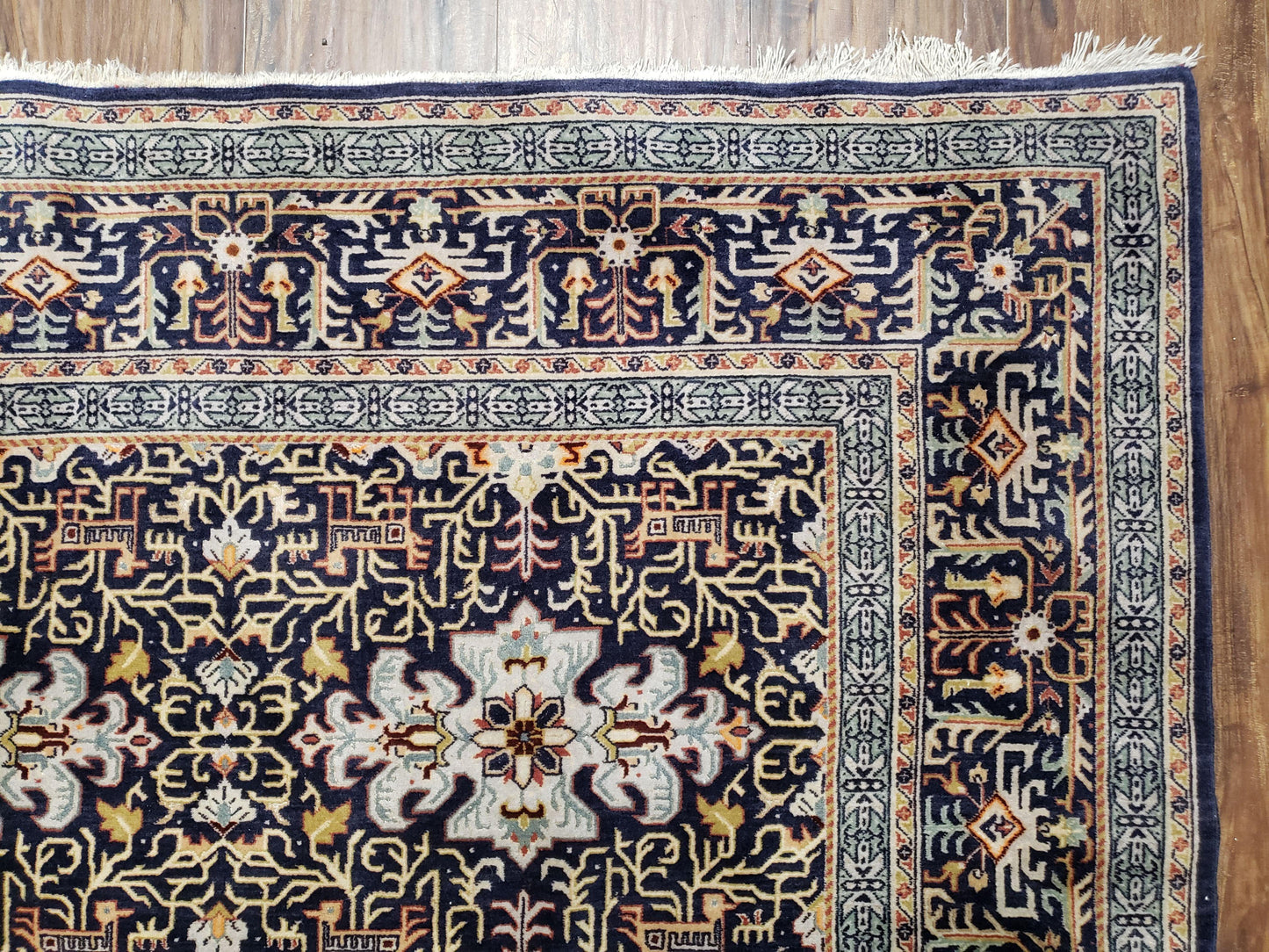 Navy Blue Persian Kashan Rug, Hand-Knotted, Wool, 4' 8" x 7' 4", Pair B - Nuvé