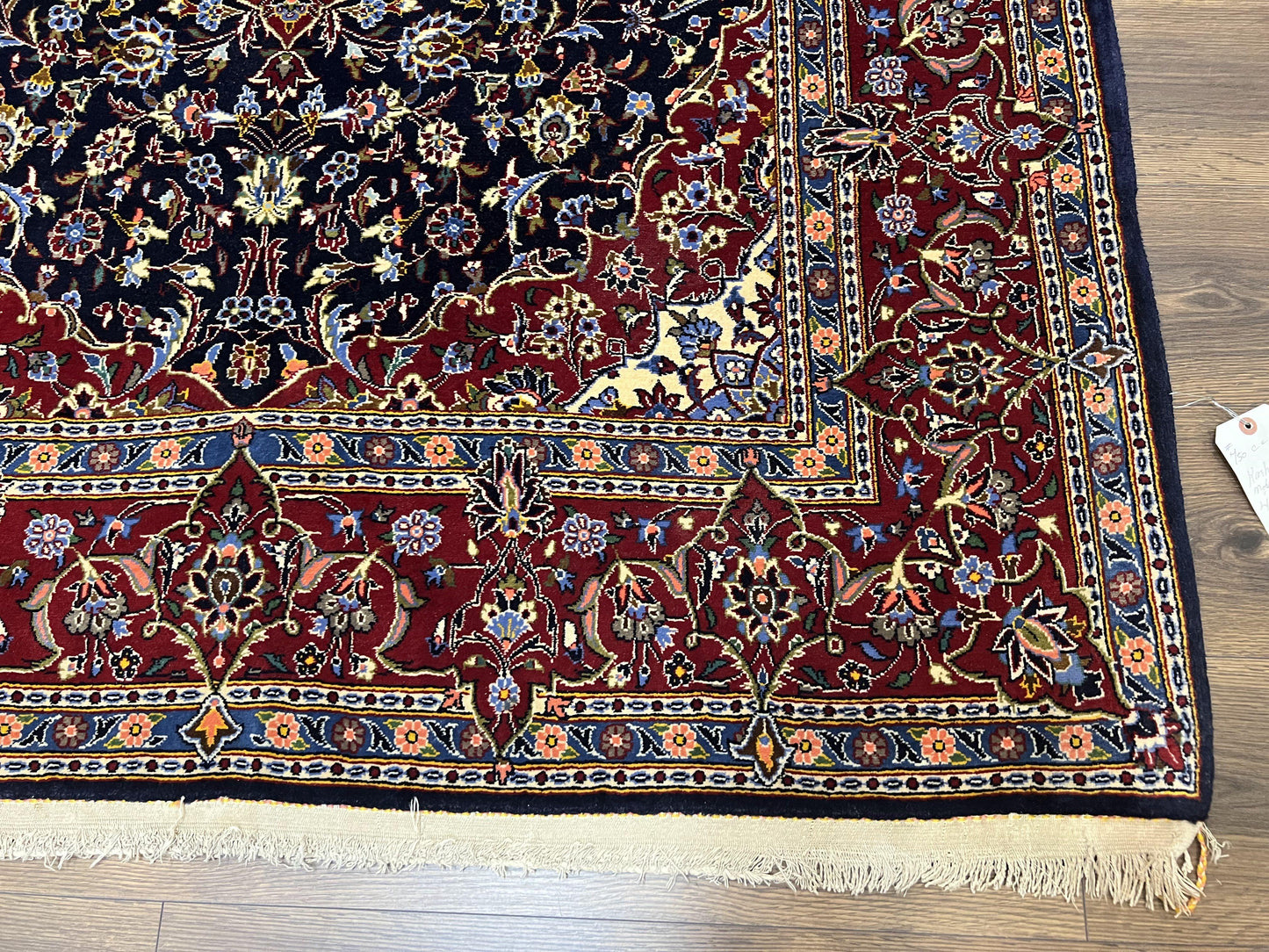 Dark Blue Persian Rug 5x8, Kork Wool Semi Antique Kashan Carpet, Very Fine Lachak Toranj Rug, Hand Knotted Floral Medallion Rug, 5 x 8 Oriental Rug - Nuvé