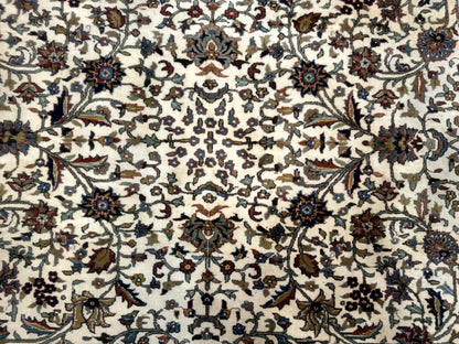 Indo Persian Rug 9x12, Ivory and Red, Traditional Wool Oriental Carpet - Nuvé