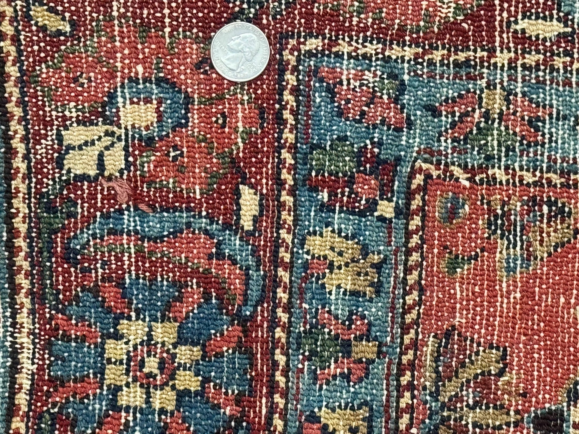Antique Persian Tribal Rug 5 x 6.6, Tomato Red, Hamadan Angelas Rug - Nuvé