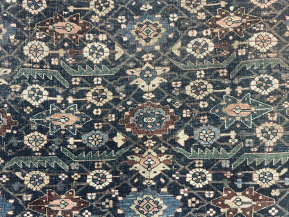 Antique Persian Bidjar Rug 8x15 – Navy Blue, Herati Pattern, Early 20th Century - Nuvé
