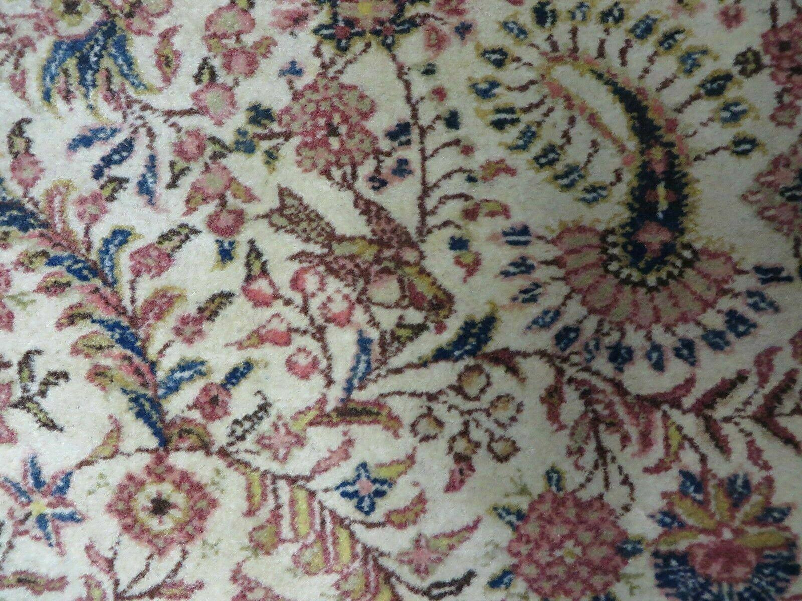Persian Tabriz Rug 8x10, Antique Authentic Wool Oriental Carpet 8 x 10 ft, Bird Motifs Floral Boteh Paisleys, Cream Red Blue Vintage Handmade Rug - Nuvé