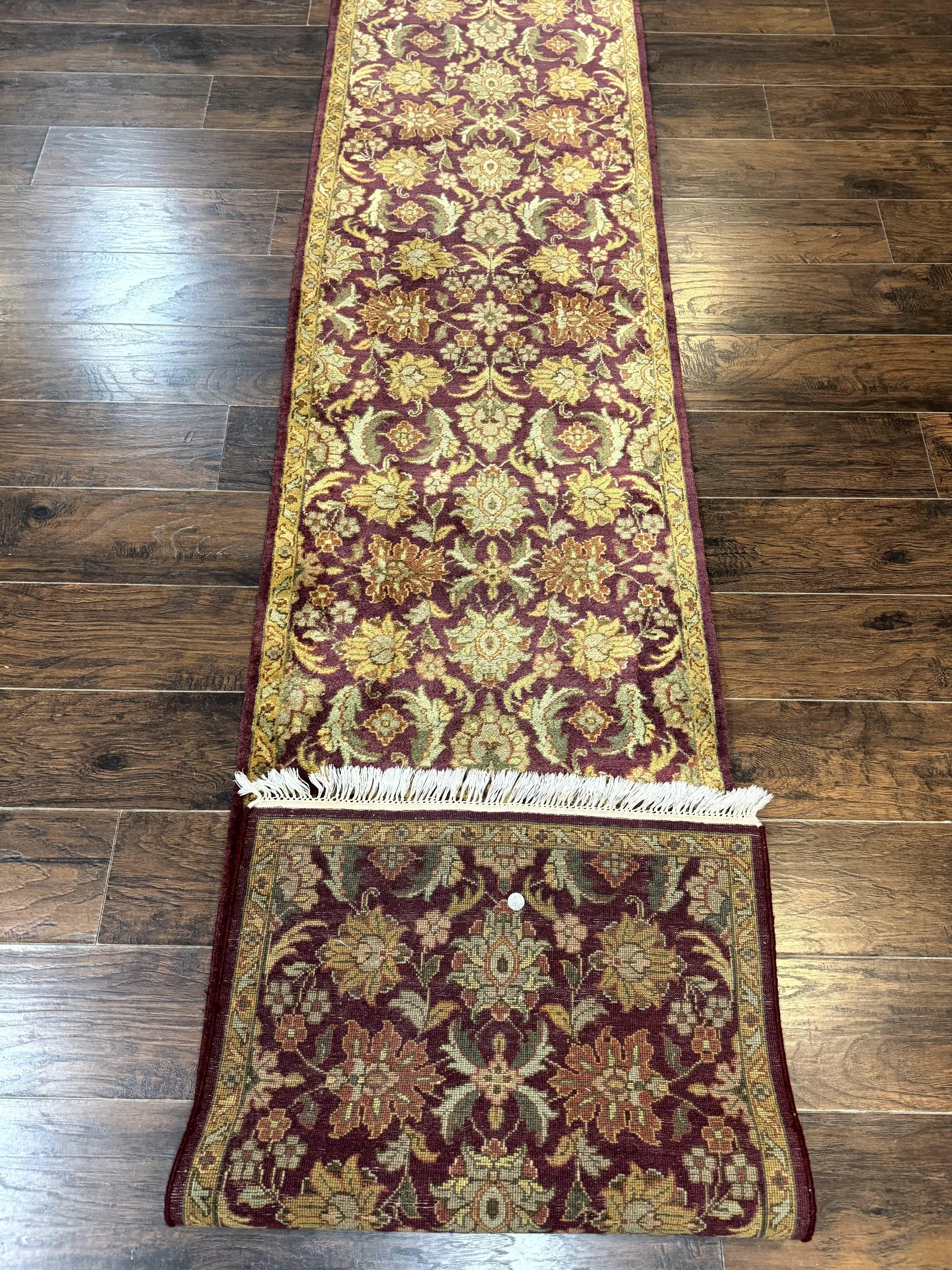 Indian Agra Runner Rug 2.6 x 17.5, Long Runner Rug for Hallway, Floral Handmade - Nuvé
