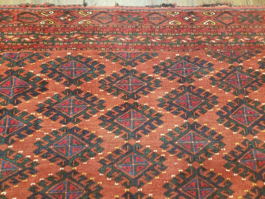 Antique Turkoman Rug 3'4" x 5', Collecticble Yamud Oriental Rug, Seat Pillow Cushion Cover, Tribal Mat, Wool Red Hand-Knotted Mafresh Carpet - Nuvé