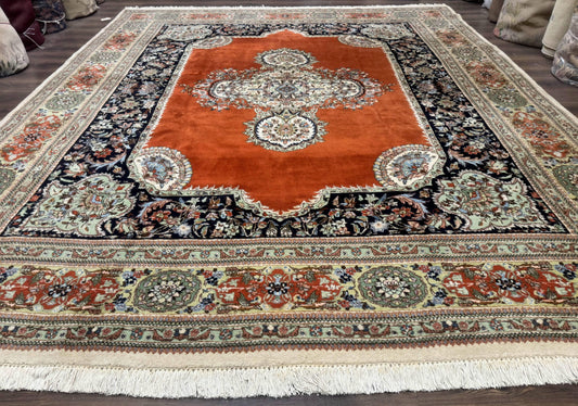 Persian Rug 11x13, Semi Open Field, Soft Wool Pile, Vintage Persian Carpet, Persian Tabriz Tabatabai - Nuvé