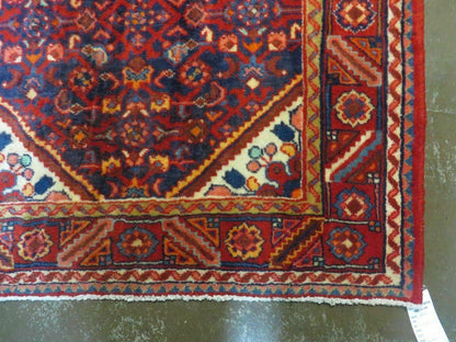 3' 6" X 10' 4" Antique Handmade India Floral Oriental Wool Runner Rug # 128