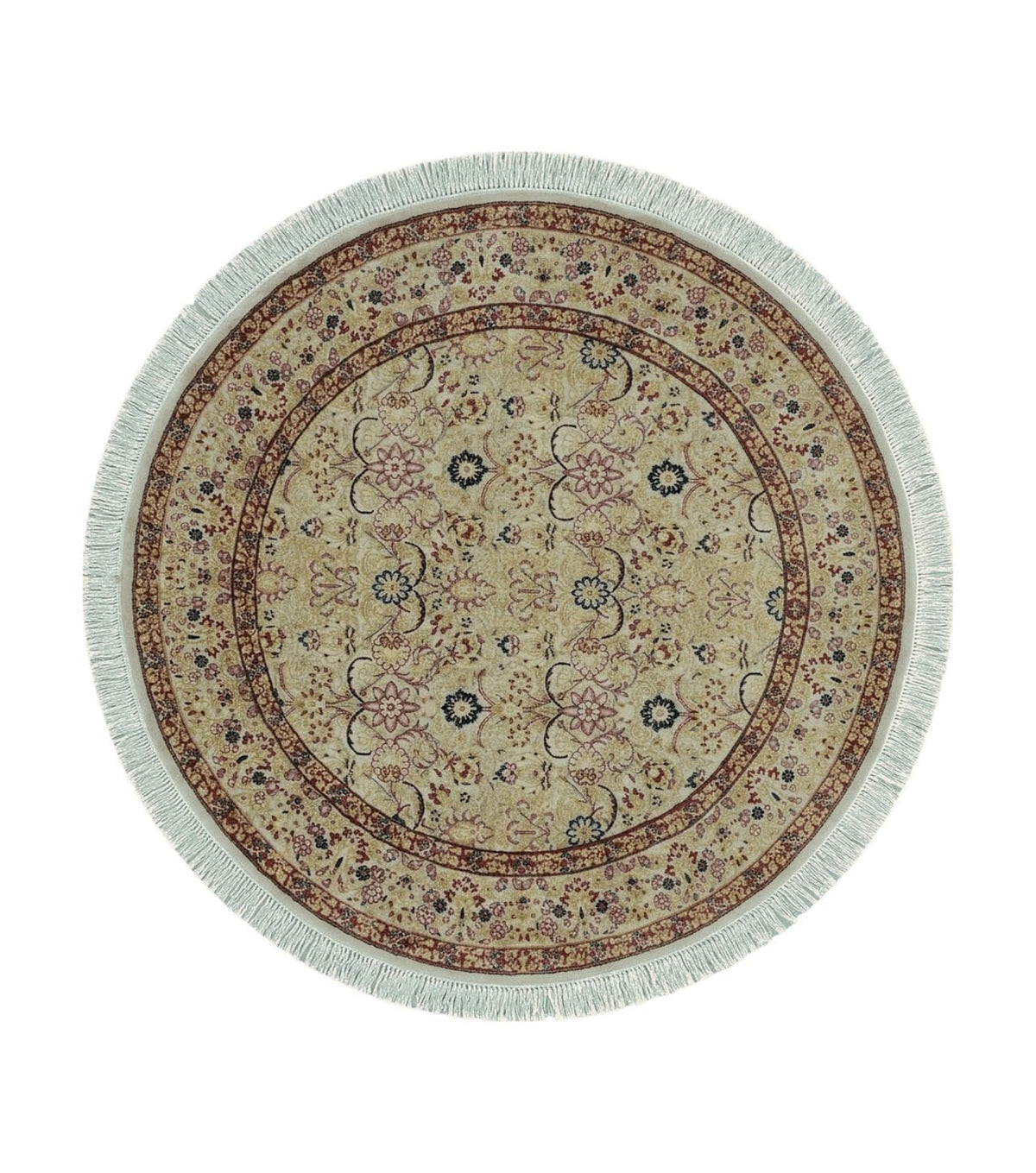 6' Handmade Fine Indian Wool Rug Carpet Round Silk Accent Beauty