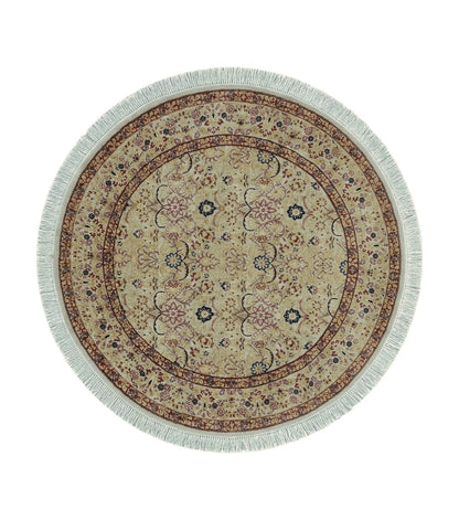 6' Handmade Fine Indian Wool Rug Carpet Round Silk Accent Beauty