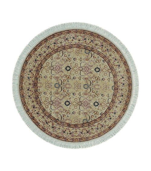 6' Handmade Fine Indian Wool Rug Carpet Round Silk Accent Beauty