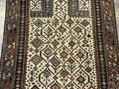 Antique Caucasian Shirvan Rug 3x5, Dagestan Prayer Rug, Collectible, Early 20th Century Rug - Nuvé
