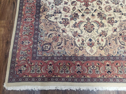 4x6 Handmade Top Quality Pakistani Floral Wool Rug Veg Dyes Carpet Beige Salmon - Nuvé