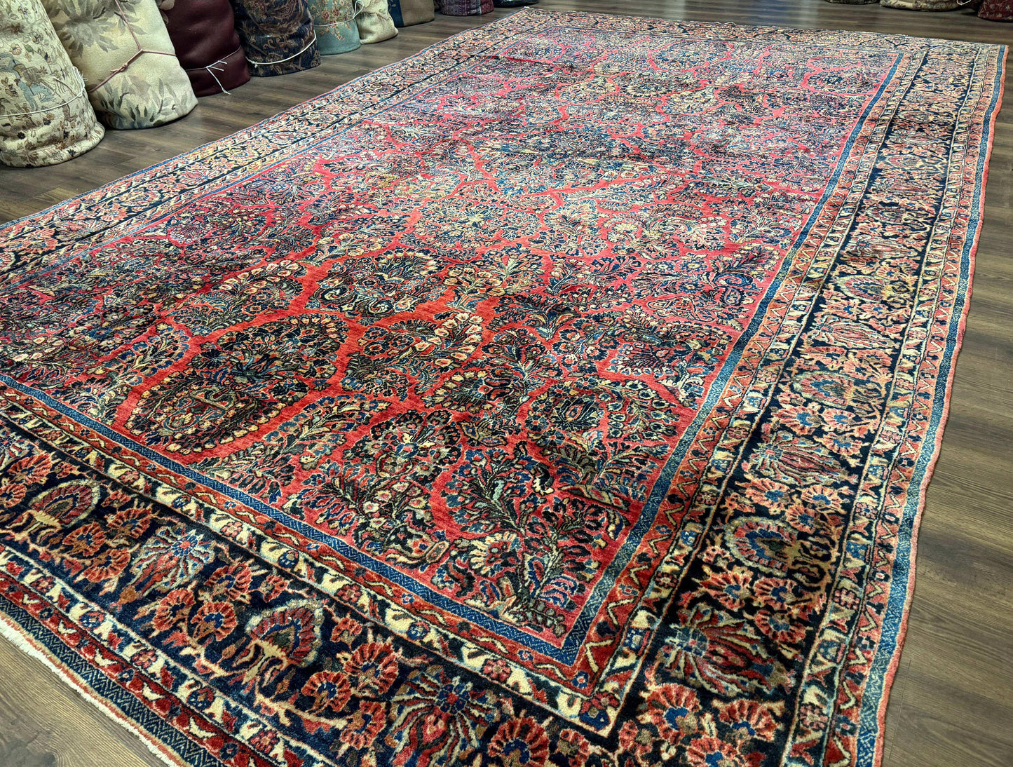 Palace Size Persian Sarouk Rug 10x16, Rare Size, Red, Large Antique Persian Carpet - Nuvé