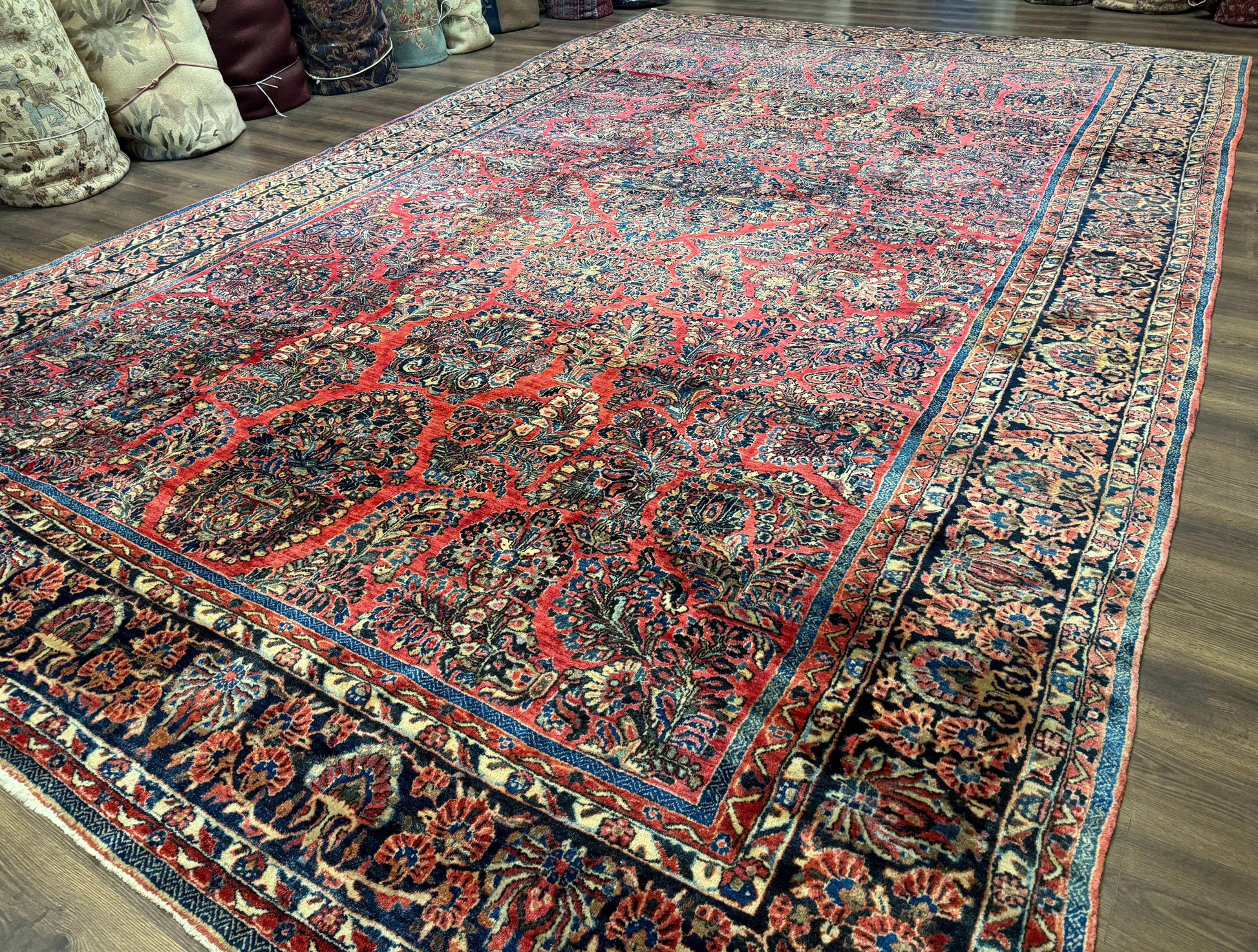 Palace Size Persian Sarouk Rug 10x16, Rare Size, Red, Large Antique Persian Carpet - Nuvé