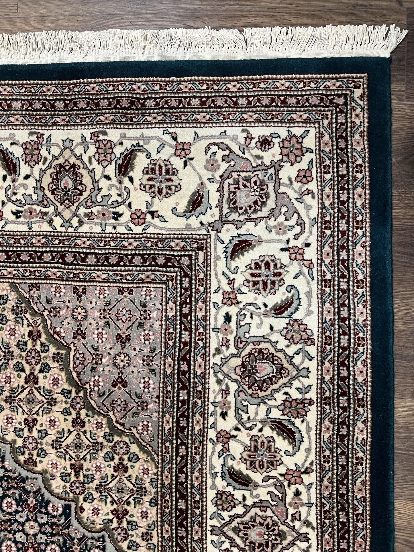 Sino Persian Rug 9x12, Dark Green and Ivory, Medallion, Mahi Herati, Elegant Oriental Carpet, Wool Hand Knotted Traditional Room Sized Rug - Nuvé