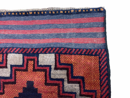 3X5 Vintage Handmade Tribal Wool Rug Balouchi Rug Afghan Rug Red 2' 8" X 4' 8"