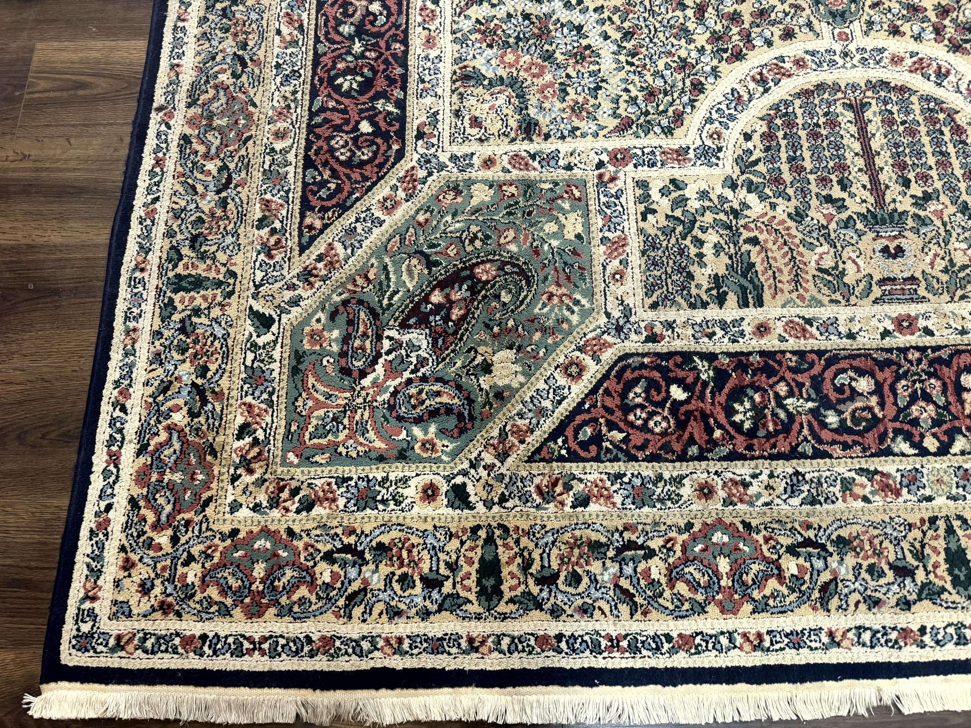 Persian Rug 8x11, Belgium Power Loomed Rug, Kirman Lavar Floral Design, Vintage Rug - Nuvé