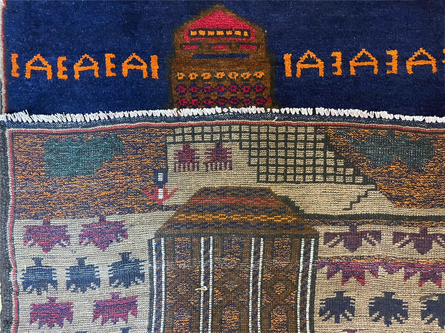 3 X 4.5 Vintage Handmade Tribal Wool Rug Baluchi Rug Afghan Rug Red Blue Beige - Nuvé