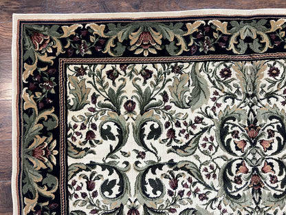 Oriental Rug 8x11, Floral Pattern, Ivory and Black - Nuvé