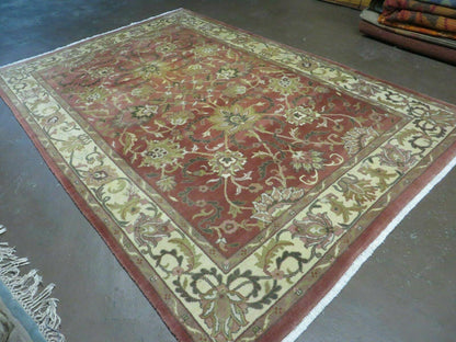 6' X 9' Vintage Handmade Indian Floral Oriental Wool Rug Veg Dyes Nice - Nuvé