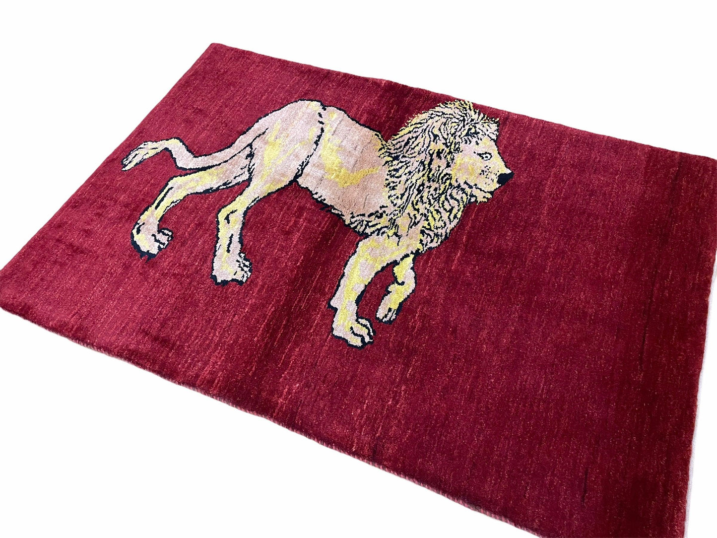 3 X 5 Handmade New Vintage Rug Quality Wool Lion Red Veggy Dyes Hand-Knotted - Nuvé
