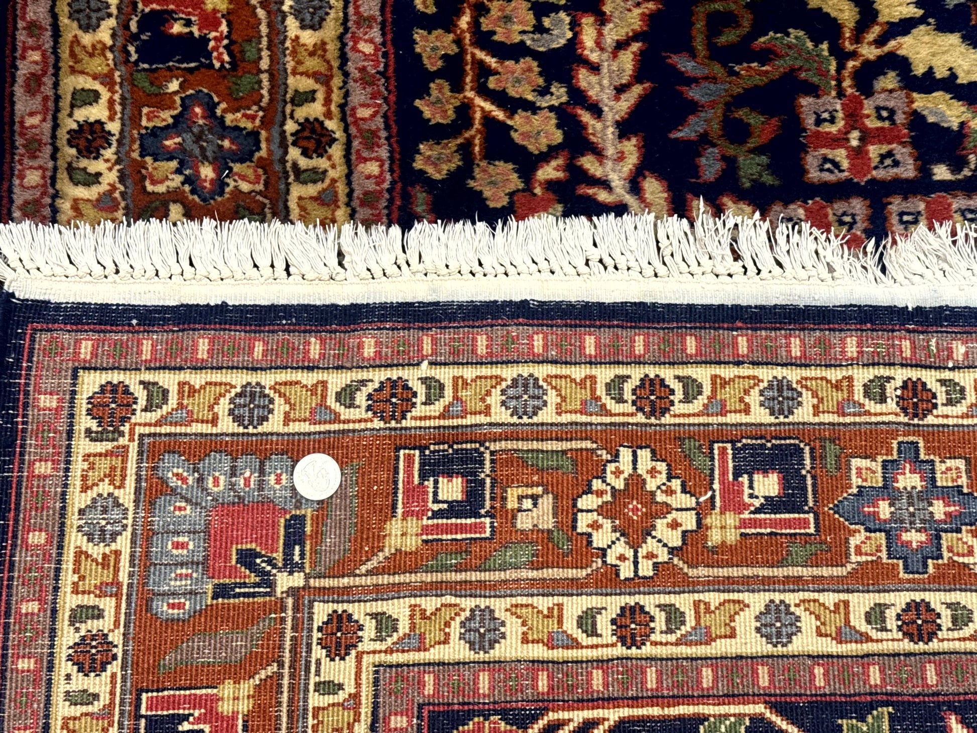 Indo Persian Sarouk Rug 4x6, Blue and Rust Red - Nuvé