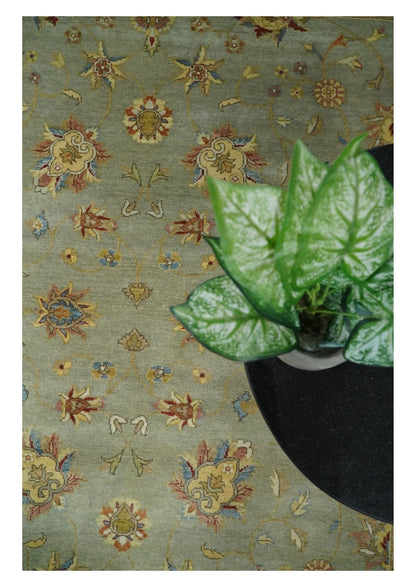 6x8 Fine Hand Knotted Silver and Ivory Traditional Vintage Persian Style Antique Wool Rug | AGR30 - Nuvé