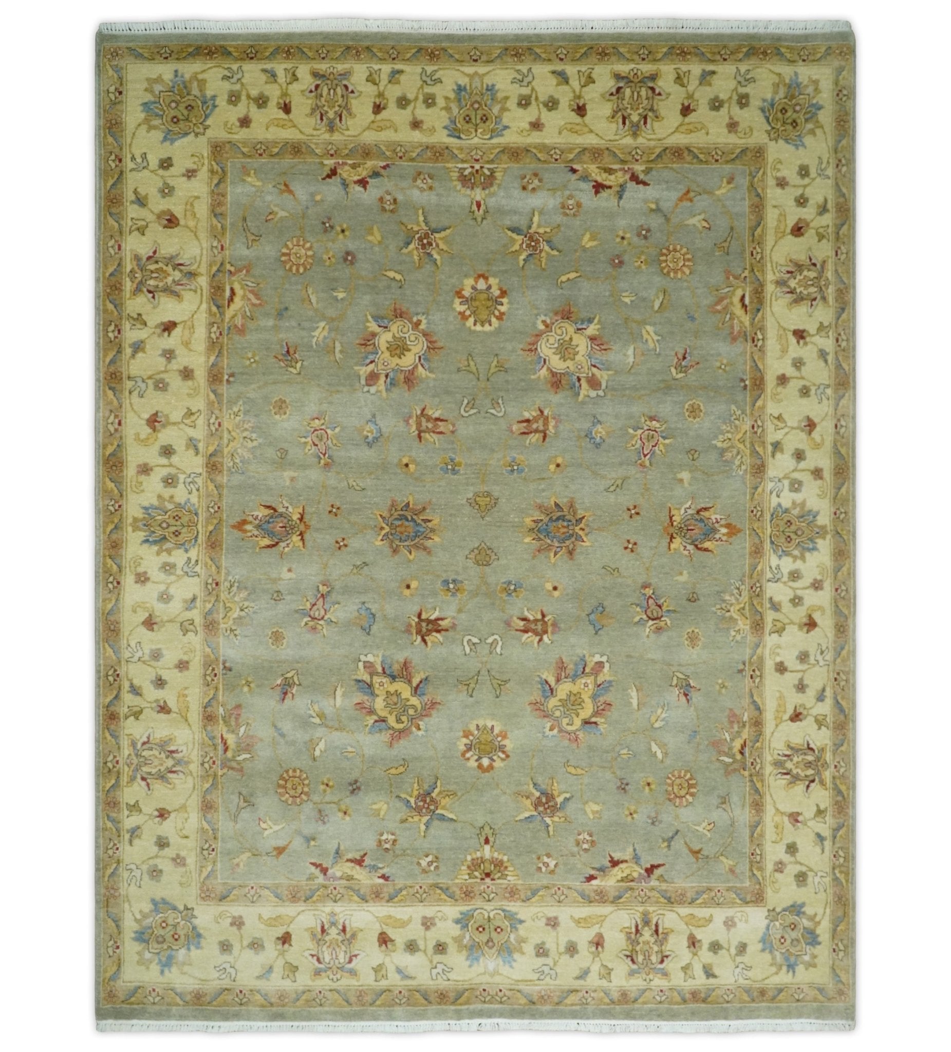 6x8 Fine Hand Knotted Silver and Ivory Traditional Vintage Persian Style Antique Wool Rug | AGR30 - Nuvé