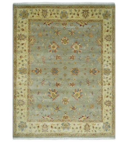 6x8 Fine Hand Knotted Silver and Ivory Traditional Vintage Persian Style Antique Wool Rug | AGR30 - Nuvé