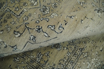 6x9 Fine Hand Knotted Beige and Black Traditional Vintage Persian Style Antique Wool Rug | AGR4 - Nuvé