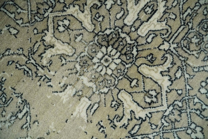 6x9 Fine Hand Knotted Beige and Black Traditional Vintage Persian Style Antique Wool Rug | AGR4 - Nuvé