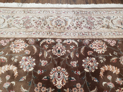 Vintage Pak-Persian Area Rug 9x12, Wool Hand-Knotted Spice Brown & Ivory Traditional Fine Oriental Carpet, Pakistani Carpet, 9 x 12 Fine Rug - Nuvé