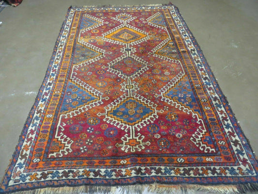 4' X 7' Antique Handmade Tribal Turkish Wool Rug Nice - Nuvé