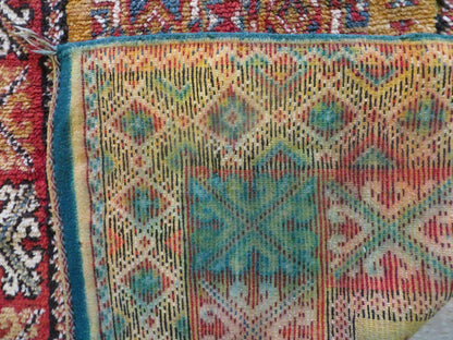 Vintage Moroccan Rug 4x5 ft, Bronze Red Black, Geometric Stars, High Quality Moroccan Carpet, Berber Rug, Handmade Wool Area Rug, Unique Rug - Nuvé