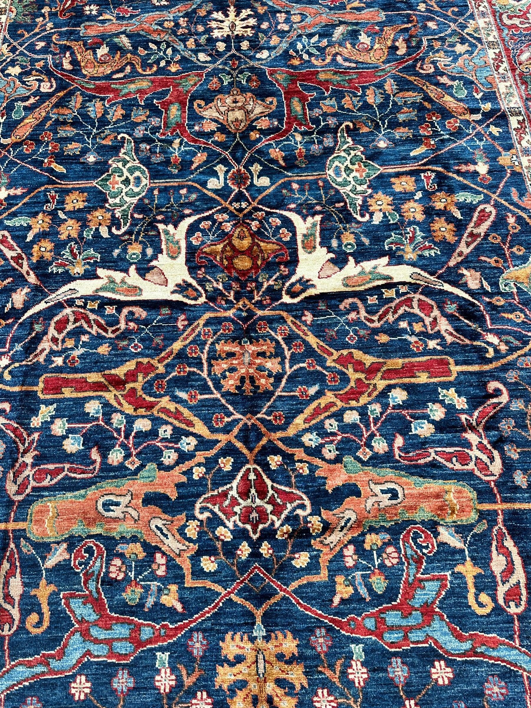 Hand-Knotted Afghani Bidjar Ghazni Wool Rug – 6'7" x 9'10" – Elegant Floral Design - Nuvé