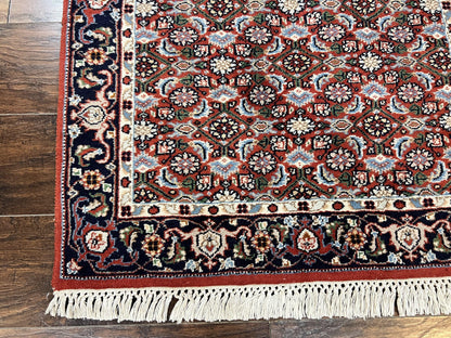 Indo Persian Rug 3x5, Red and Navy Blue, Wool Vintage Handmade Small Carpet 3 x 5 ft, Herati Pattern, Bidjar Rug - Nuvé