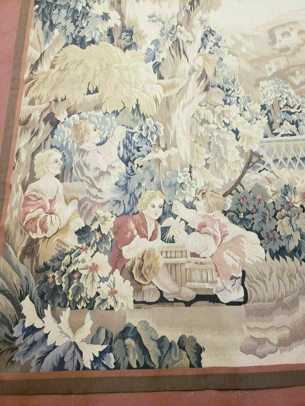 4' X 6' Tapestry French Design Handmade Aubusson Weave Nature One Of A Kind - Nuvé
