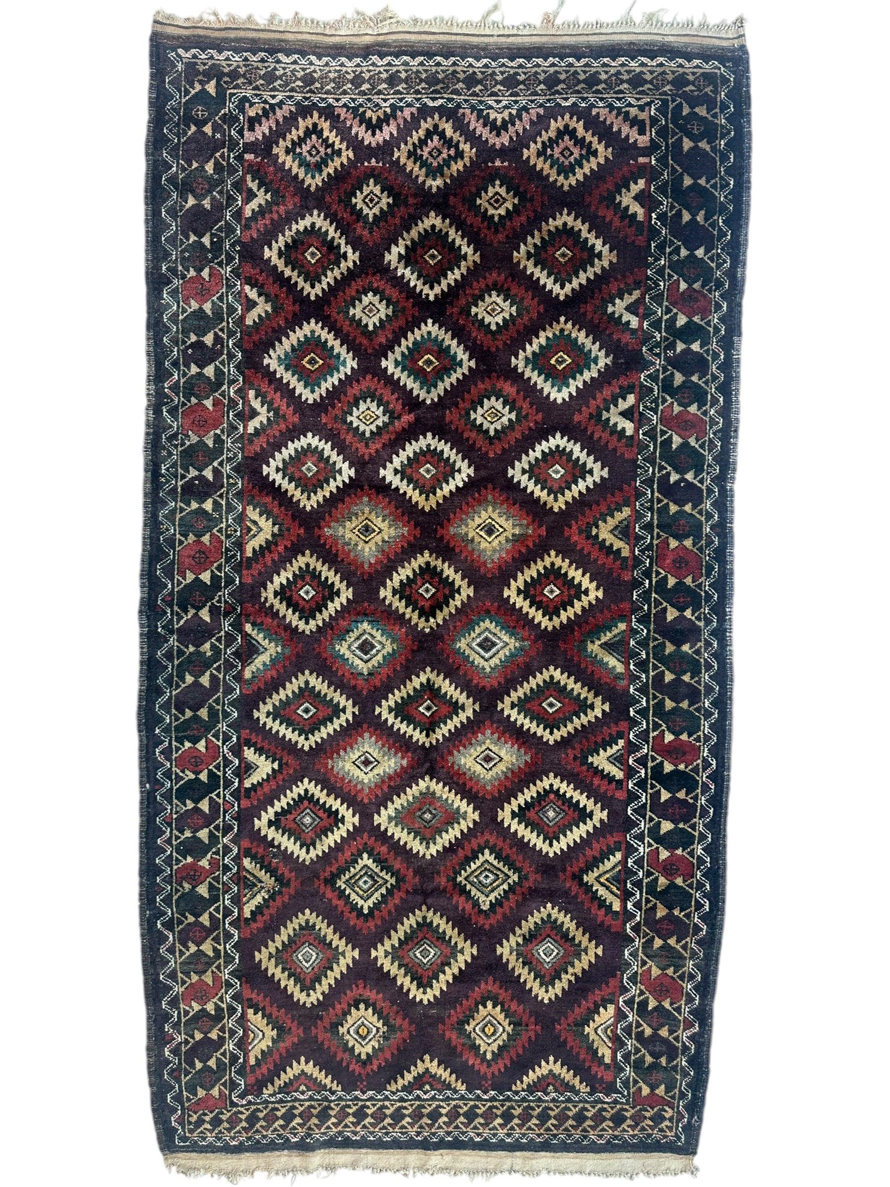 Antique 1900’s Tribal Baluch Wool Rug 4’5” x 8’6” - Nuvé