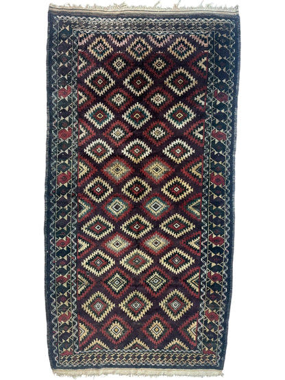 Antique 1900’s Tribal Baluch Wool Rug 4’5” x 8’6” - Nuvé