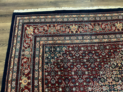 Indo Persian Bidjar Rug 9x12 Wool Handmade Carpet Dark Blue - Nuvé