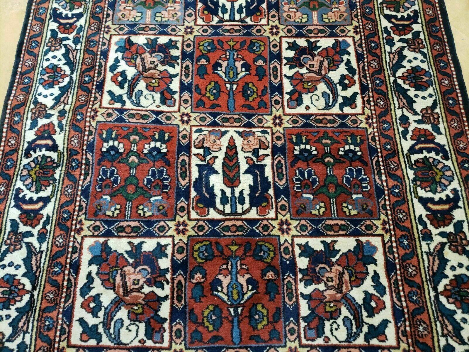 4' X 6' Vintage Handmade Indian Panel Design Wool Rug Veg Dyes - Nuvé