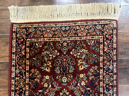 Small Karastan Rug 2.6 x 4 Red Sarouk #785, Karastan Wool Pile Rug, Original 700 Series, Discontinued Vintage Karastan Carpet - Nuvé