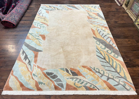 Modern Tibetan Rug 7x10, Soft Wool, Tufenkian Style Carpet, Tibet Nepali Rug, Open Field, Handmade Wool Rug - Nuvé