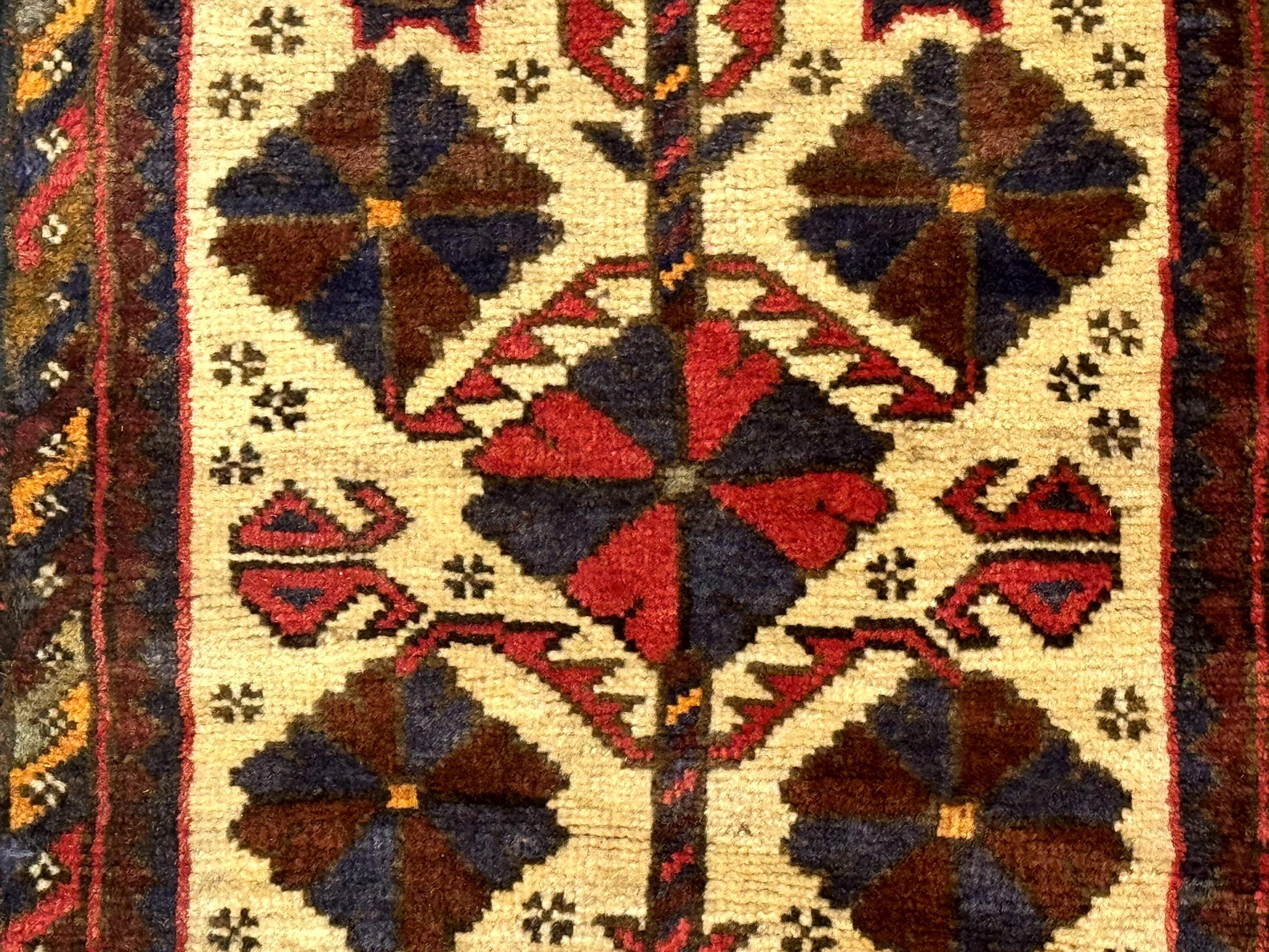 Small Persian Baluchi Tribal Rug, Tan, Handmade - Nuvé