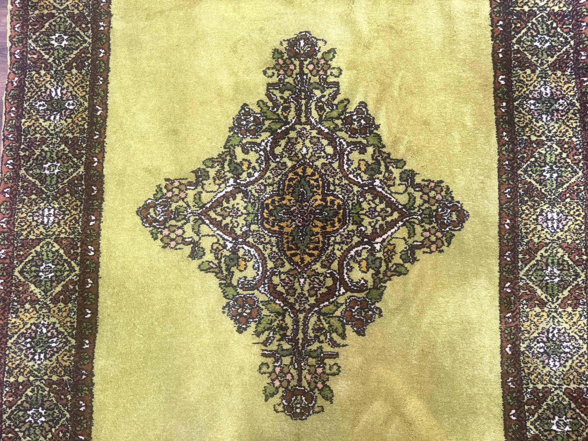 Moroccan Rug 6x8, Semi Open Field, Vintage, Lime Green, Wool Carpet - Nuvé