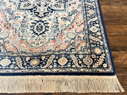 Karastan Blue Heriz Rug #748, Vintage Wool Karastan Carpet 4.3 x 6, Discontinued Original 700 Series Karastan Area Rug - Nuvé