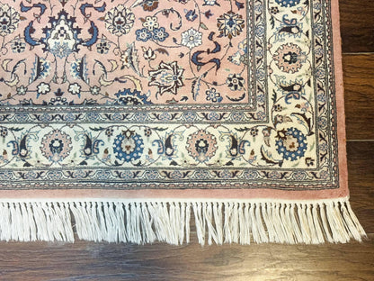 Pak Persian Rug 4x6, Pink and Cream, Very Fine 225 KPSI, Handmade Wool Oriental Carpet - Nuvé