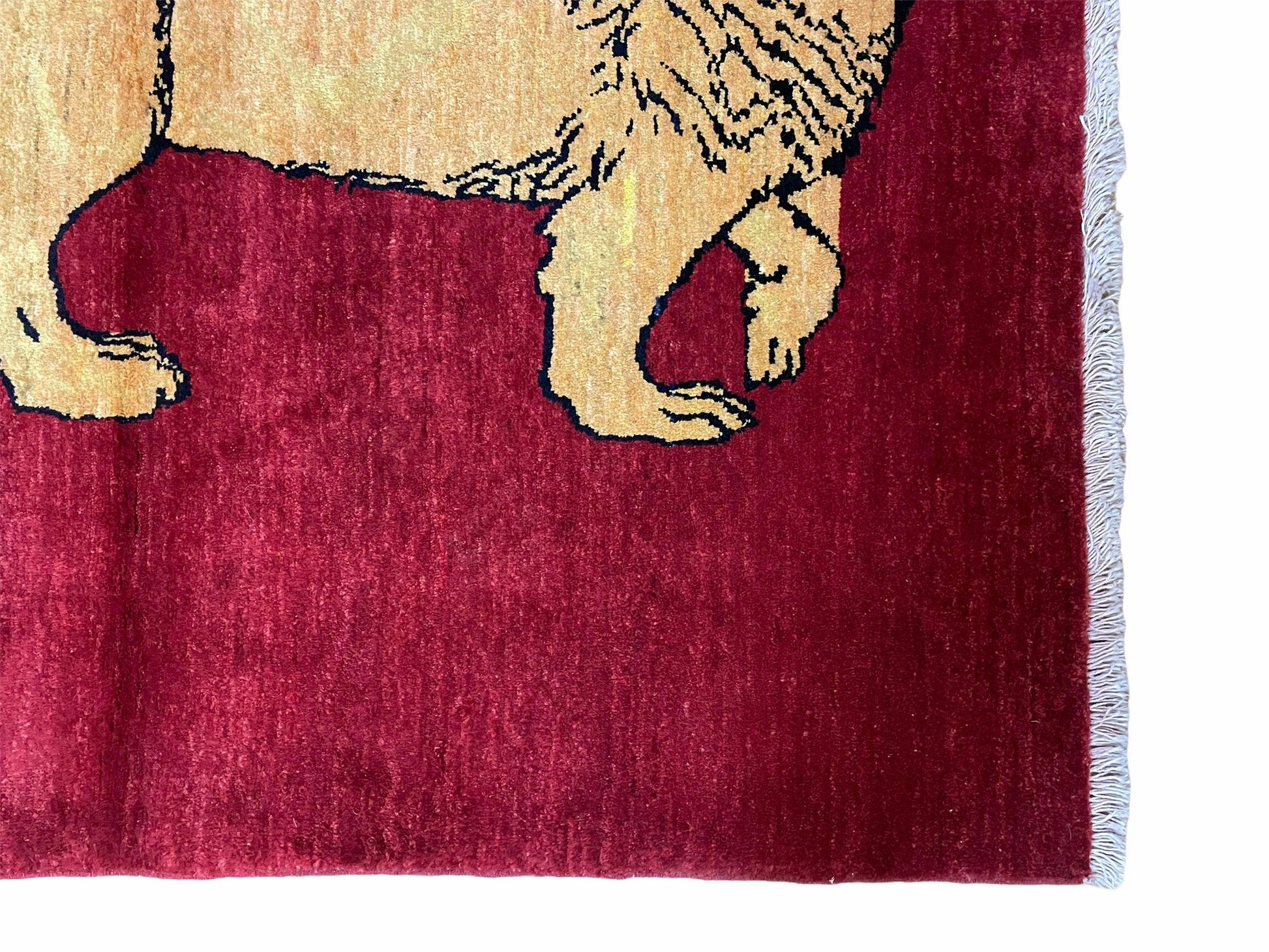 3 X 5 Handmade Hand-Knotted Quality Wool Rug Lion Red Veg Dyes Tribal Pictorial - Nuvé