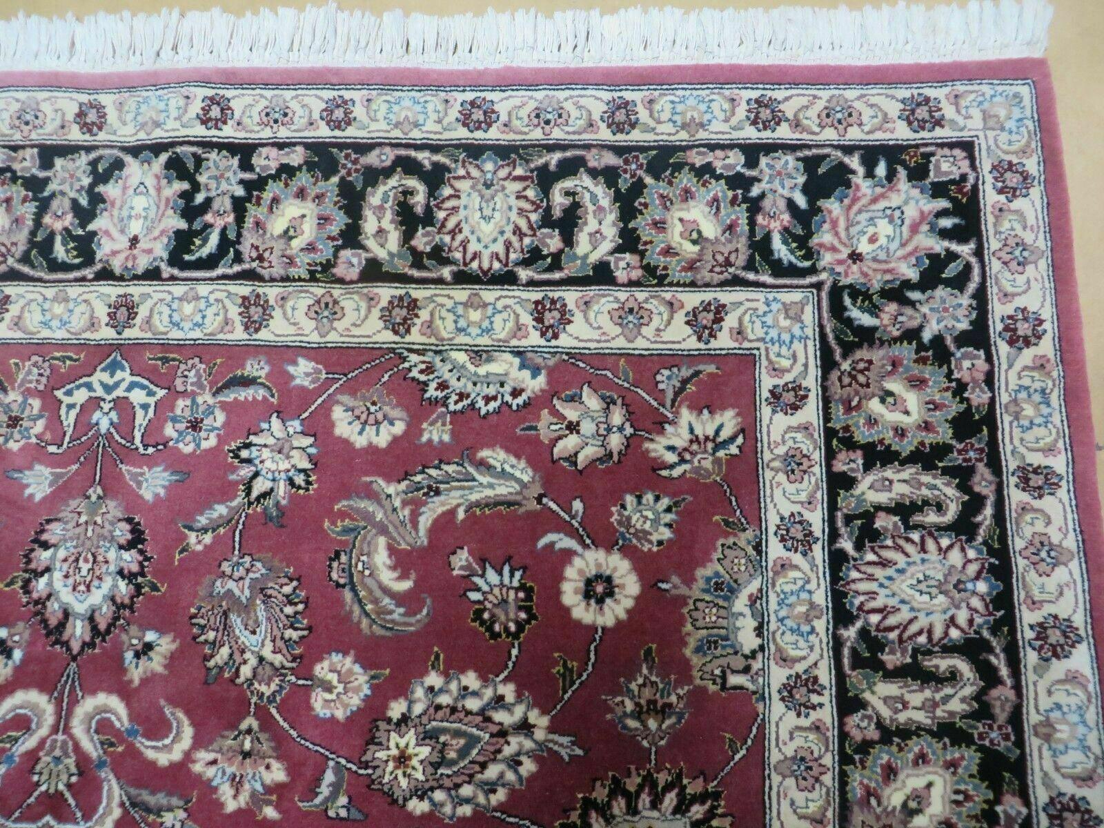 6' X 9' Vintage Handmade Fine India Floral Oriental Silk Accent Wool Rug Carpet - Nuvé